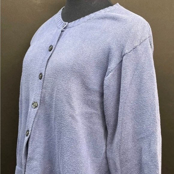 TWEEDS BRAND Cotton Button Front Cardigan LAVENDER SWEATER MED 1980s - Picture 6 of 7